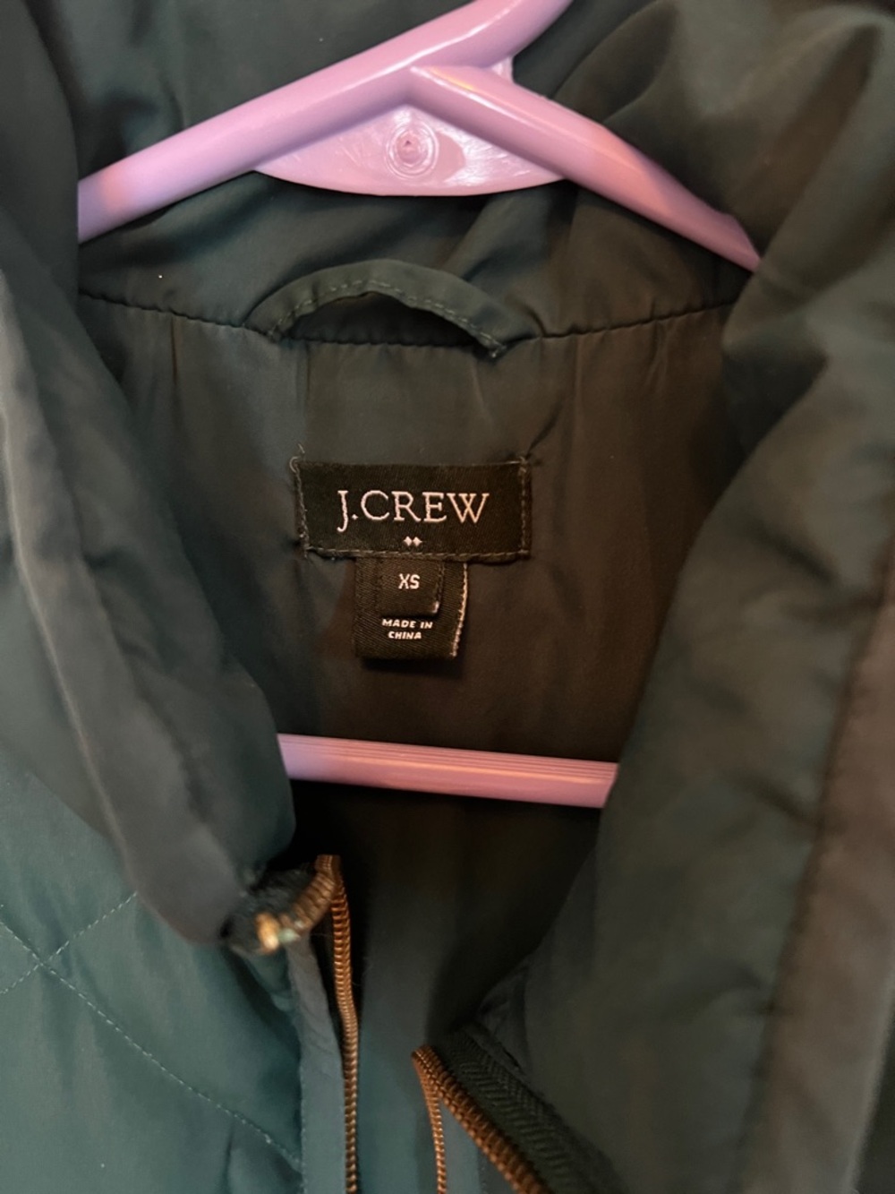 2/$7 J Crew Forest Green Quilted Vest - Picture 2 of 3